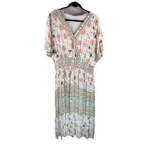 J. GEE boho artisan gauze maxi dress 30-50in Apx XL Waist goddess modern prairie